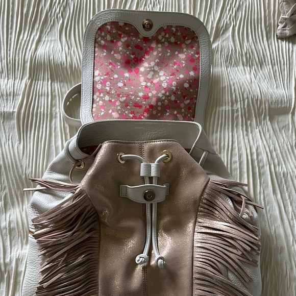Vera Bradley White and Pink Backpack with Fringe - Picture 2 of 5